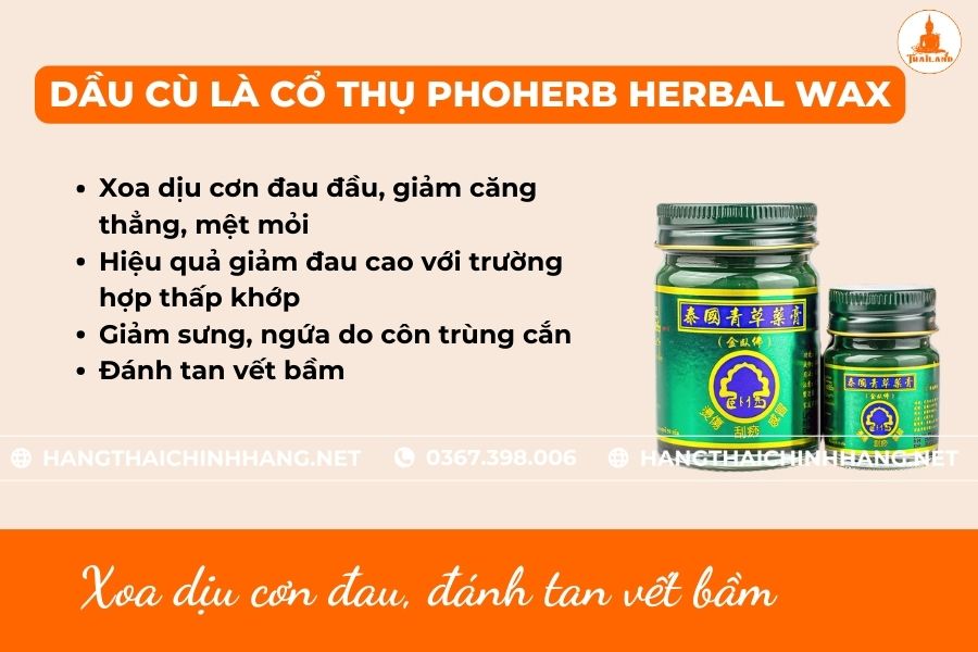 Công dụng dầu cù là Phoherb Herbal Wax