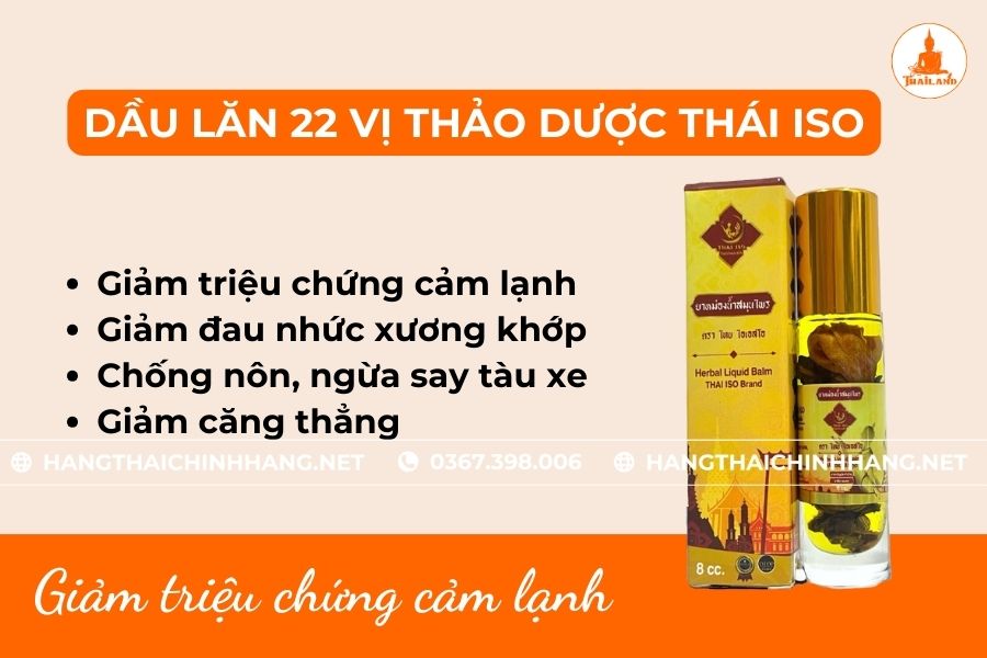 Công dụng dầu lăn 22 vị thảo dược Thái Iso