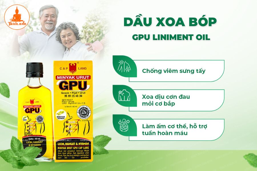 Công dụng dầu xoa bóp GPU Liniment Oil