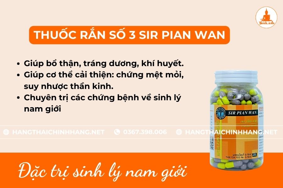 Công dụng thuốc rắn số 3 Sir Pian Wan
