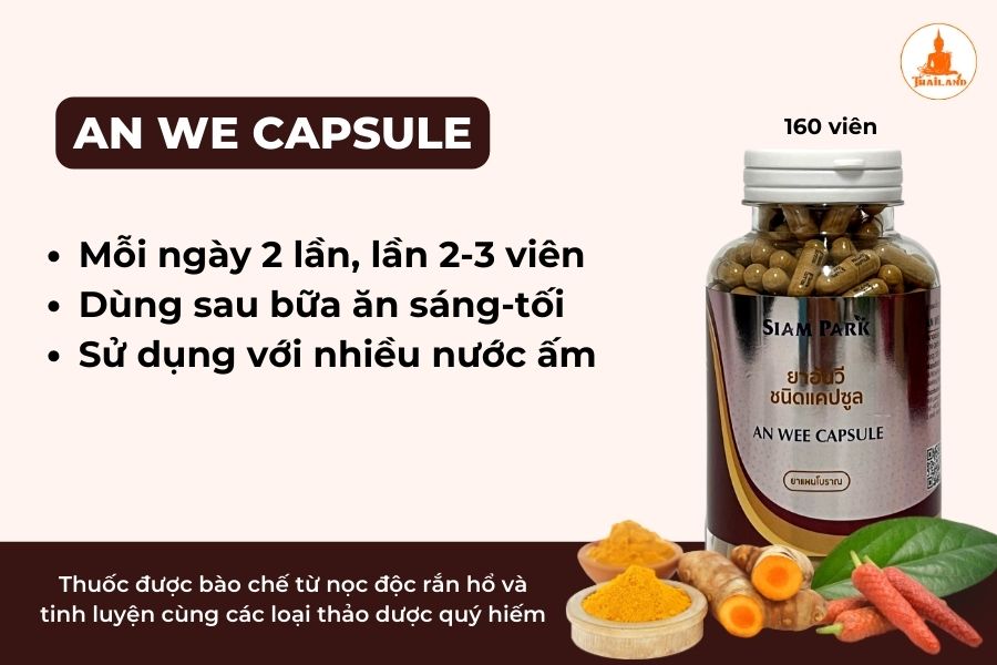 Cách sử dụng thuốc rắn Thái Lan An Wee Capsule