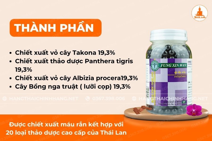 Thành phần thuốc rắn số 7 Fung Xin Wan