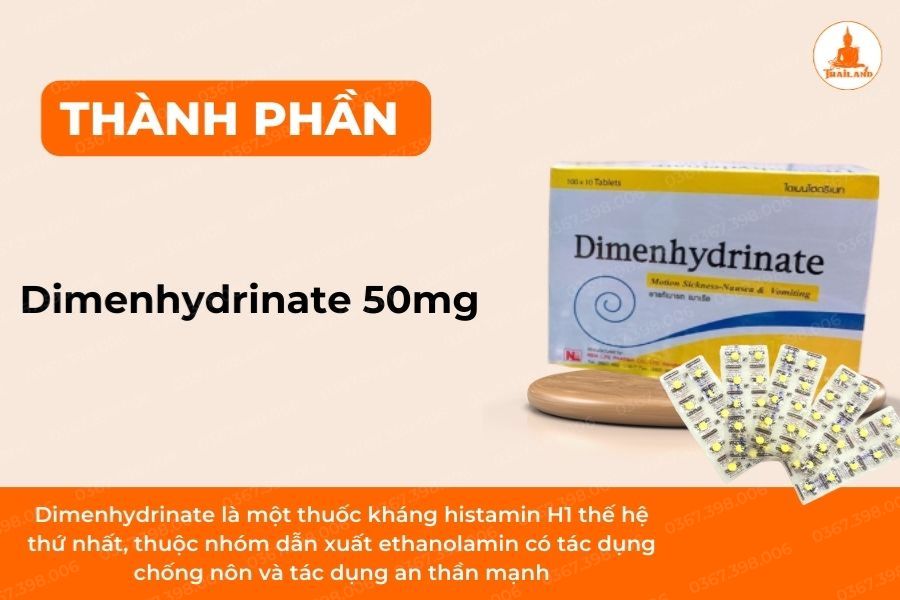 Thành phần thuốc say xe Thái Lan