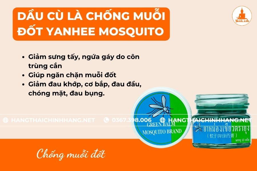 Công dụng dầu cù là chống muỗi đốt Yanhee Mosquito