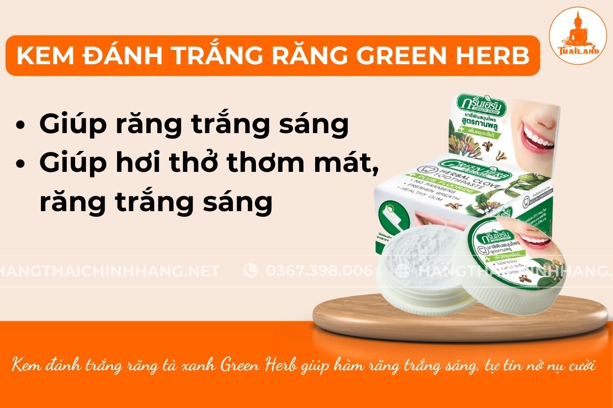 Công dụng của kem đánh trắng răng trà xanh Thái Lan