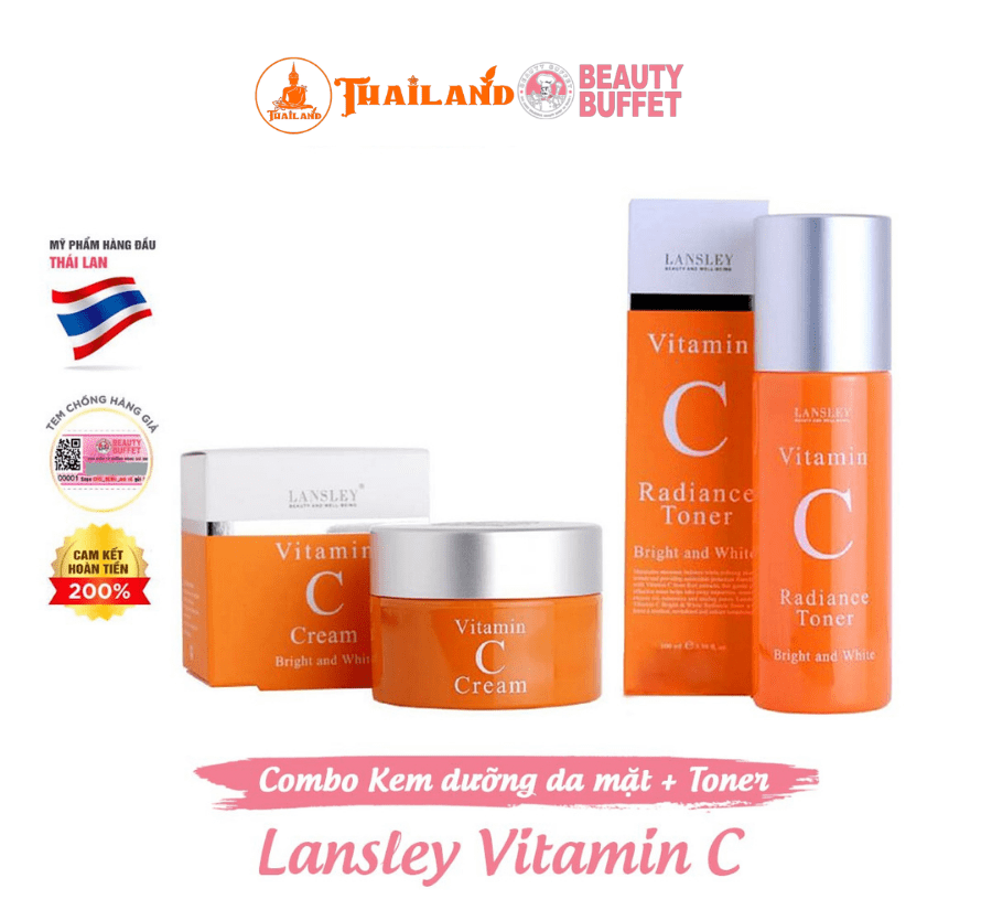  Combo kem dưỡng da mặt 30ml và nước hoa hồng 100ml Lansley Vitamin C