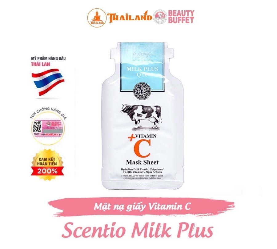 mặt nạ dưỡng trắng và trẻ hóa da Scentio Milk Plus Vitamin C