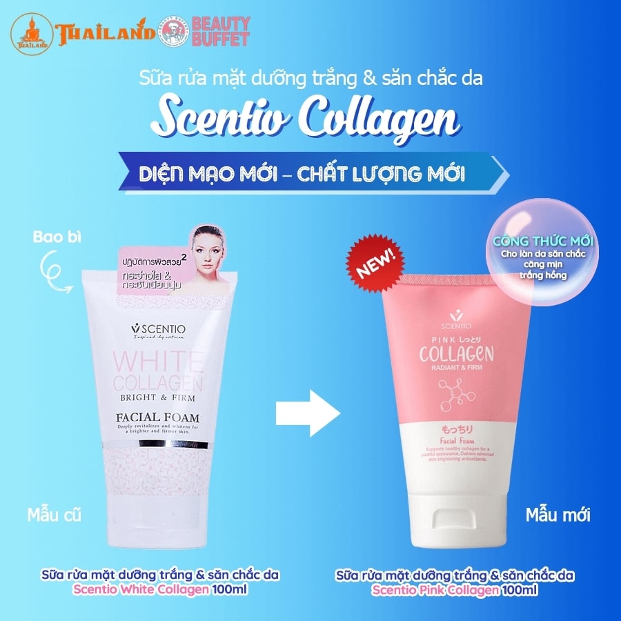 Sữa rửa mặt dưỡng trắng và săn chắc da Scentio Pink Collagen