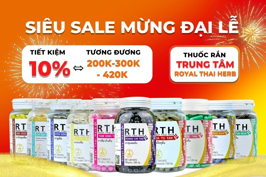 Ưu đãi 10% cho tất cả các dòng thuốc rắn Royal Thai Herb