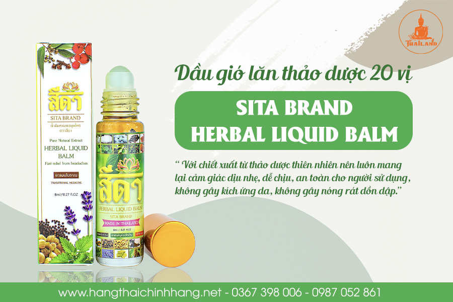 Công dụng dầu lăn Sita Brand Herbal Liquid Balm 20 vị thảo mộc Thái Lan