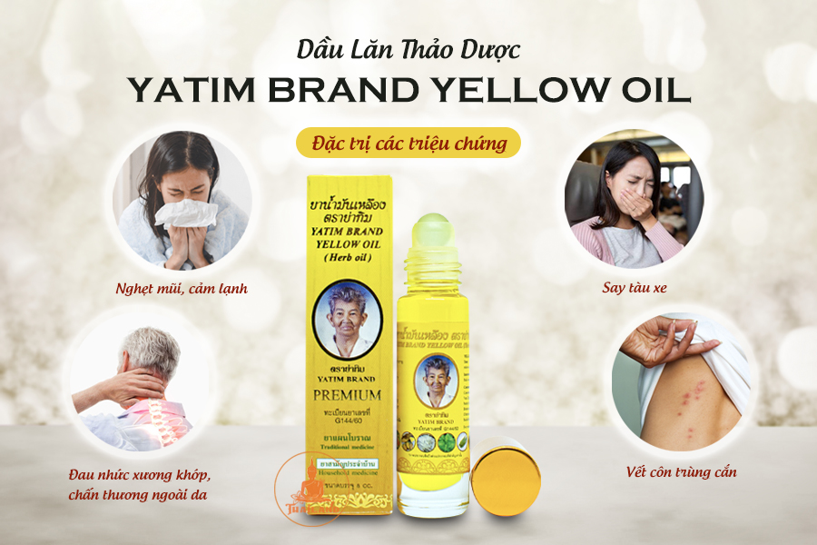 Công dụng dầu lăn thảo dược 6 vị Yatim Brand Yellow Oil Thái Lan