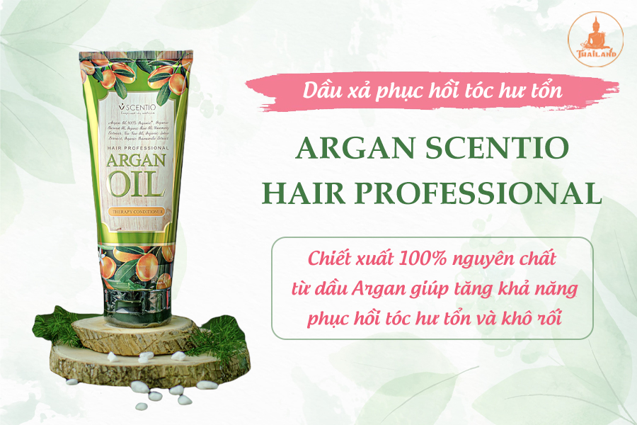 Công dụng dầu xả phục hồi tóc khô và hư tổn chiết khấu dầu Argan Scentio Hair Professional 200ml