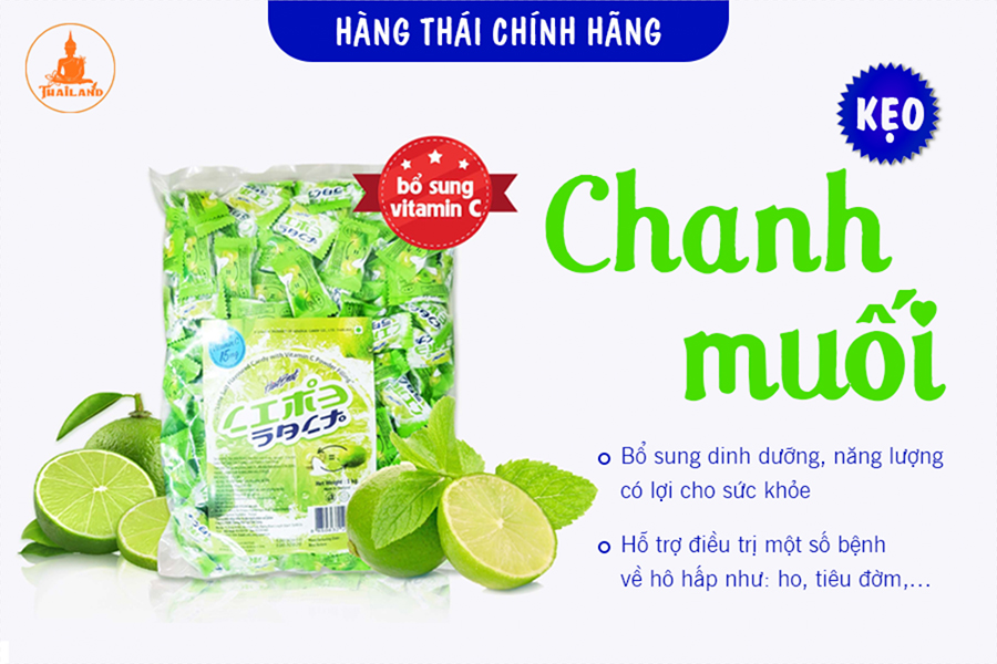 Công dụng của kẹo chanh muối Thái Lan 30 viên bổ sung Vitamin C