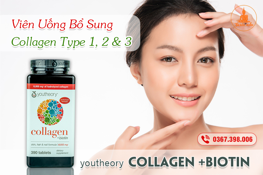 Công dụng của viên uống bổ sung Collagen Youtheory + Biotin 390 viên type 1, 2 & 3