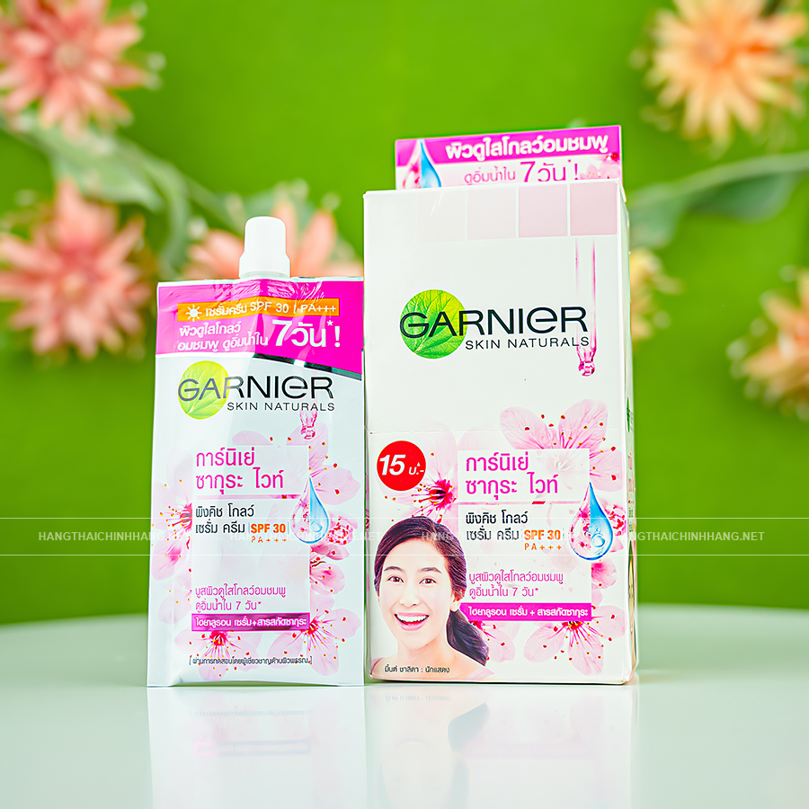 Cách sử dụng kem dưỡng da Garnier Skin Naturals Sakura White SPF 30 PA +++ 7ml Thái Lan