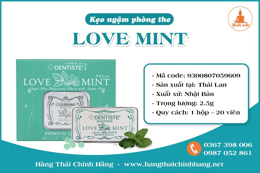 Thông tin sản phẩm kẹo phòng the Love Mint